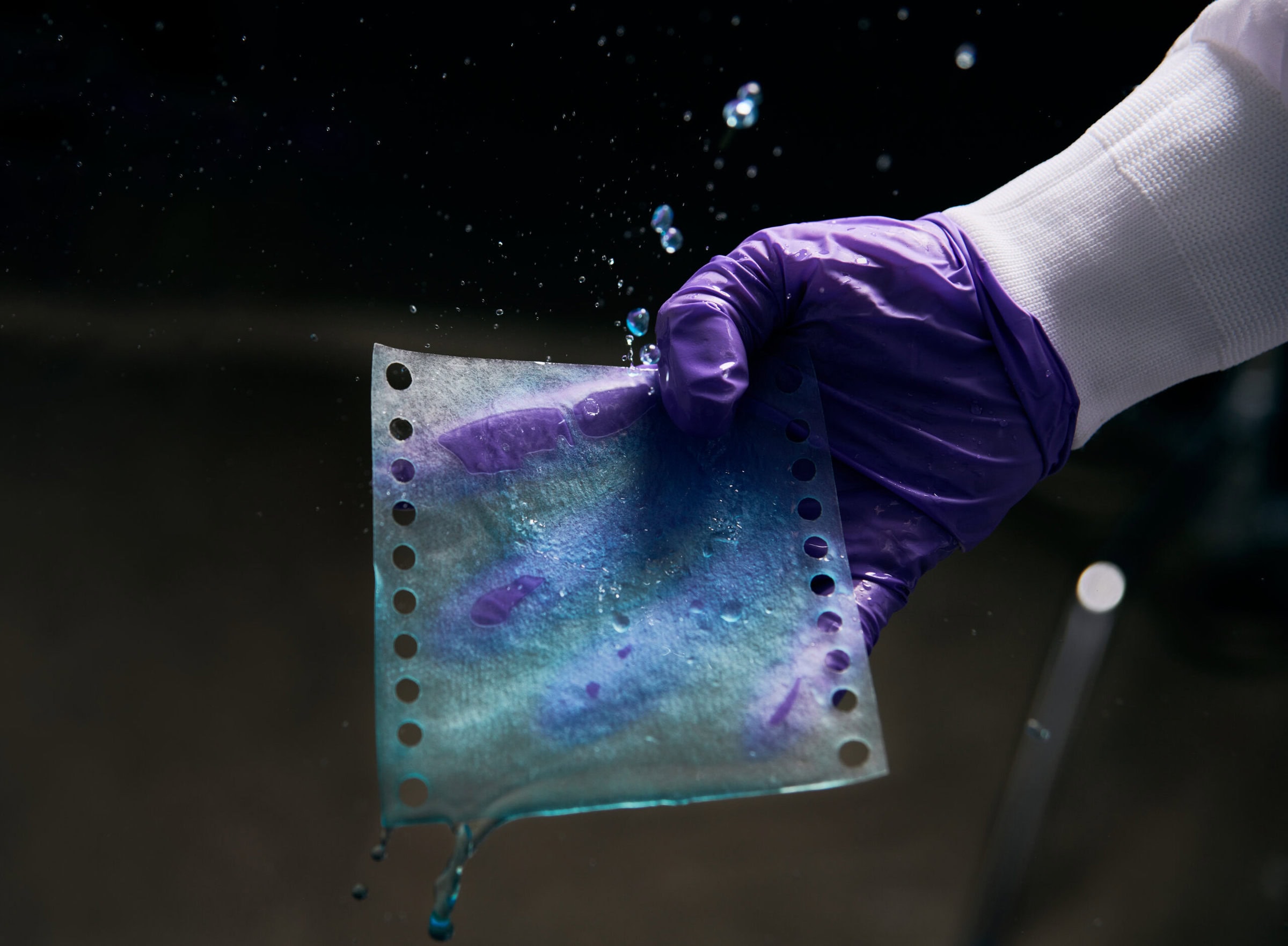 Membrion’s flexible ceramic desalination membranes, shown here, are resistant
to harsh industrial wastewater. <em>Credit: Greg Newbloom, Membrion</em>