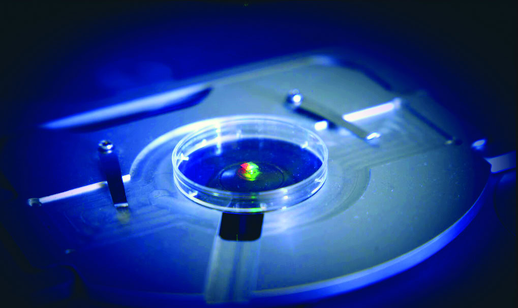 Pictured is the novel diamond widefield quantum sensing setup with neuromorphic vision sensors. <em>Credit: Madhav Gupta</em>