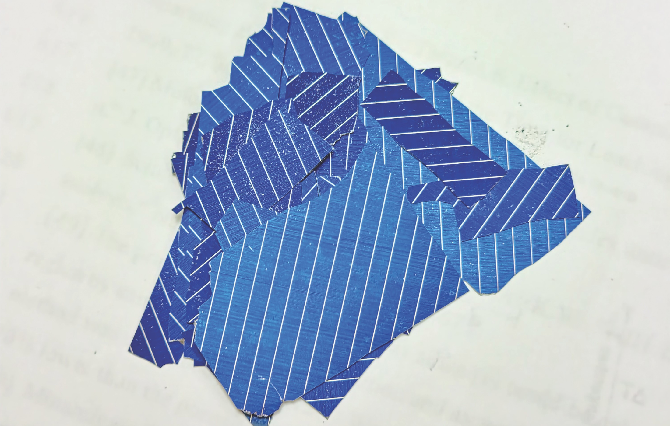 Example of clean pieces of silicon extracted from discarded solar panels using thermal delamination. <em>Credit: Arron Potter </em>