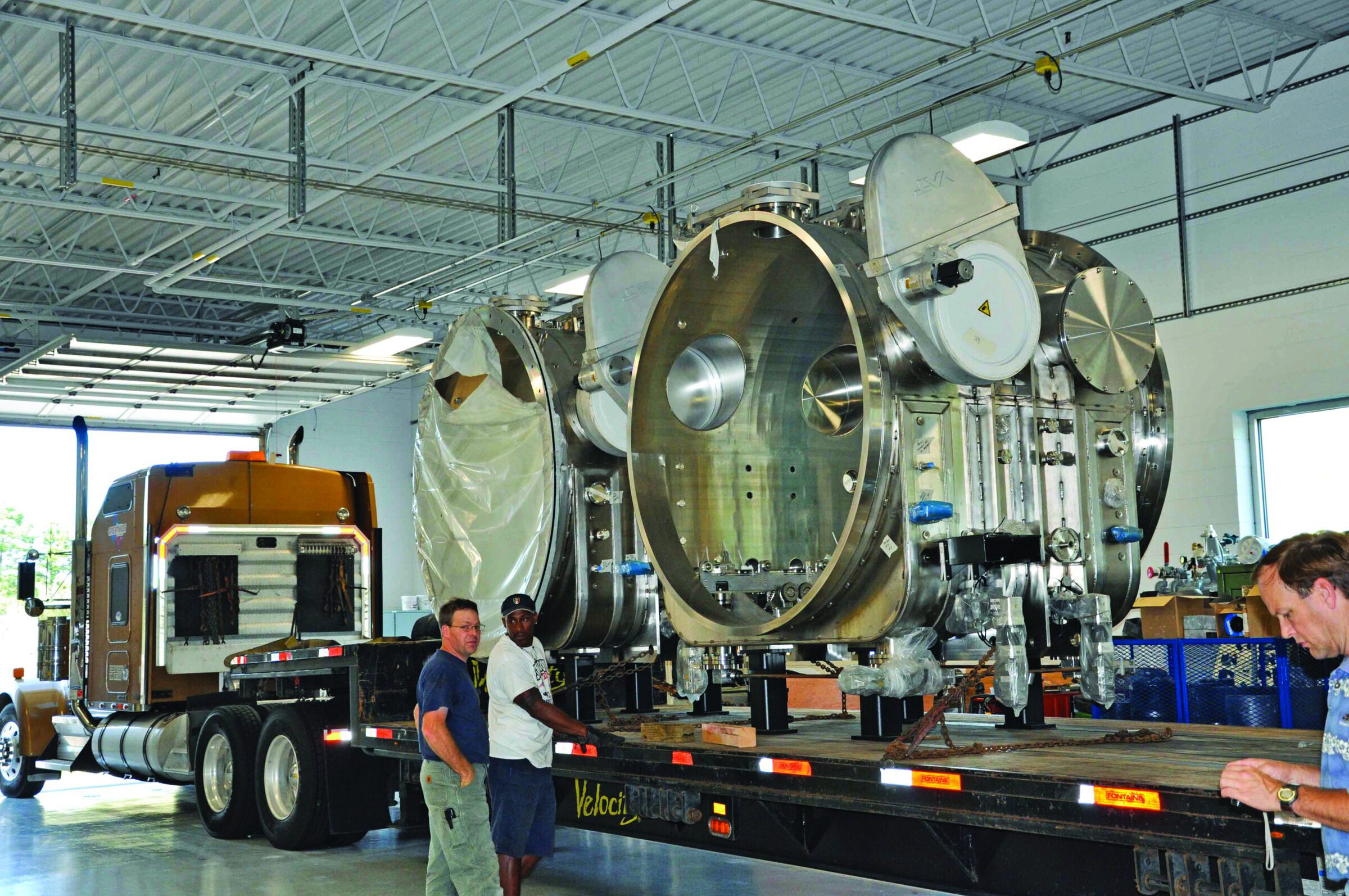 Exothermics takes delivery of a large plasma deposition system. <em>Credit: Exothermics</em>
