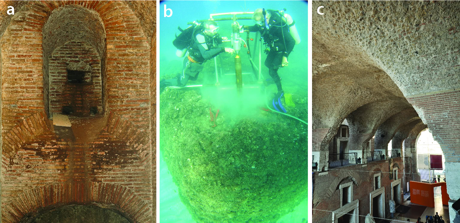 Ancient brick oven with arched openings, historic architecture for ceramic and pottery artifacts.