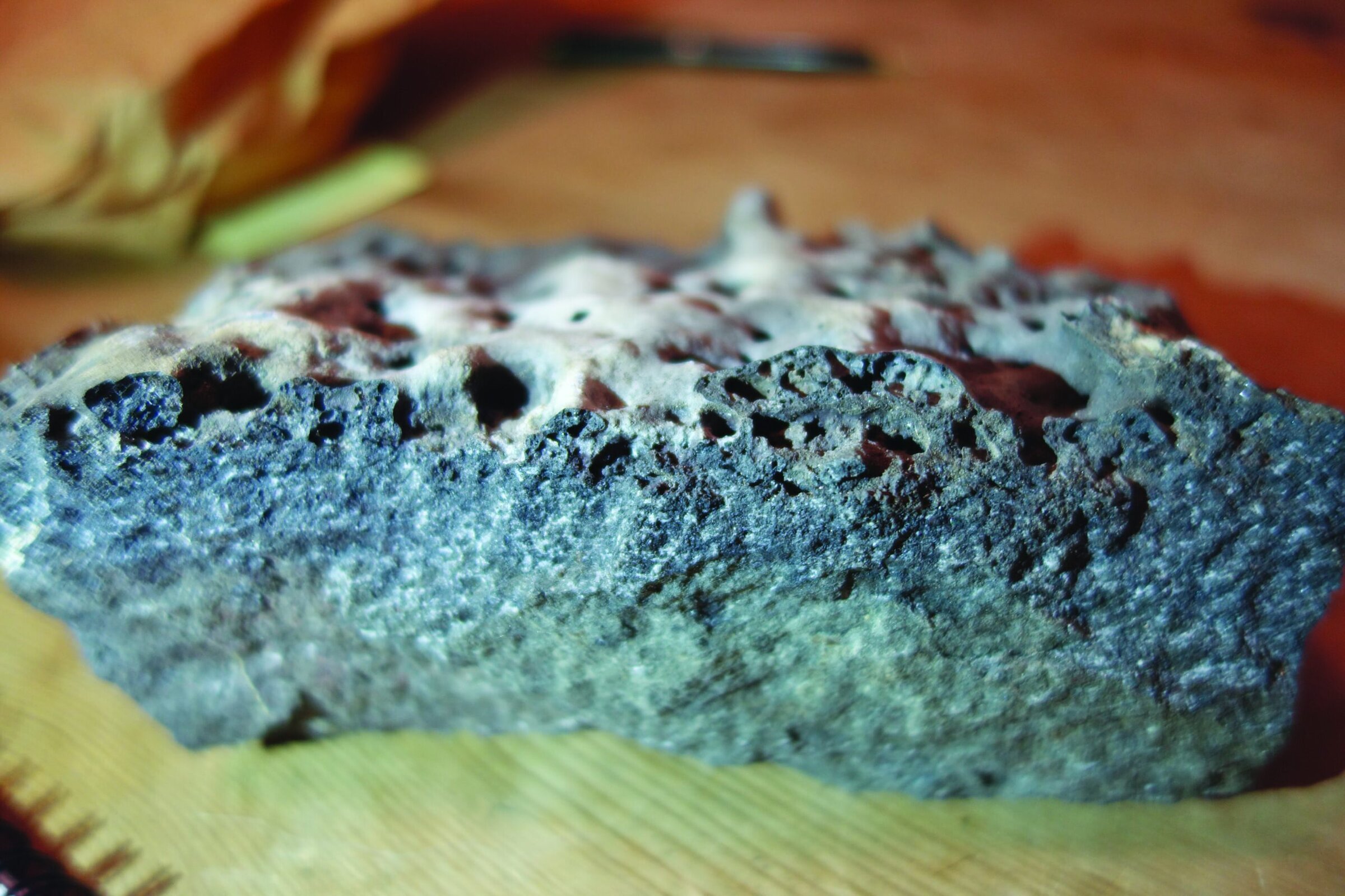 Aerospace ceramic rock sample for material science and ceramics research.