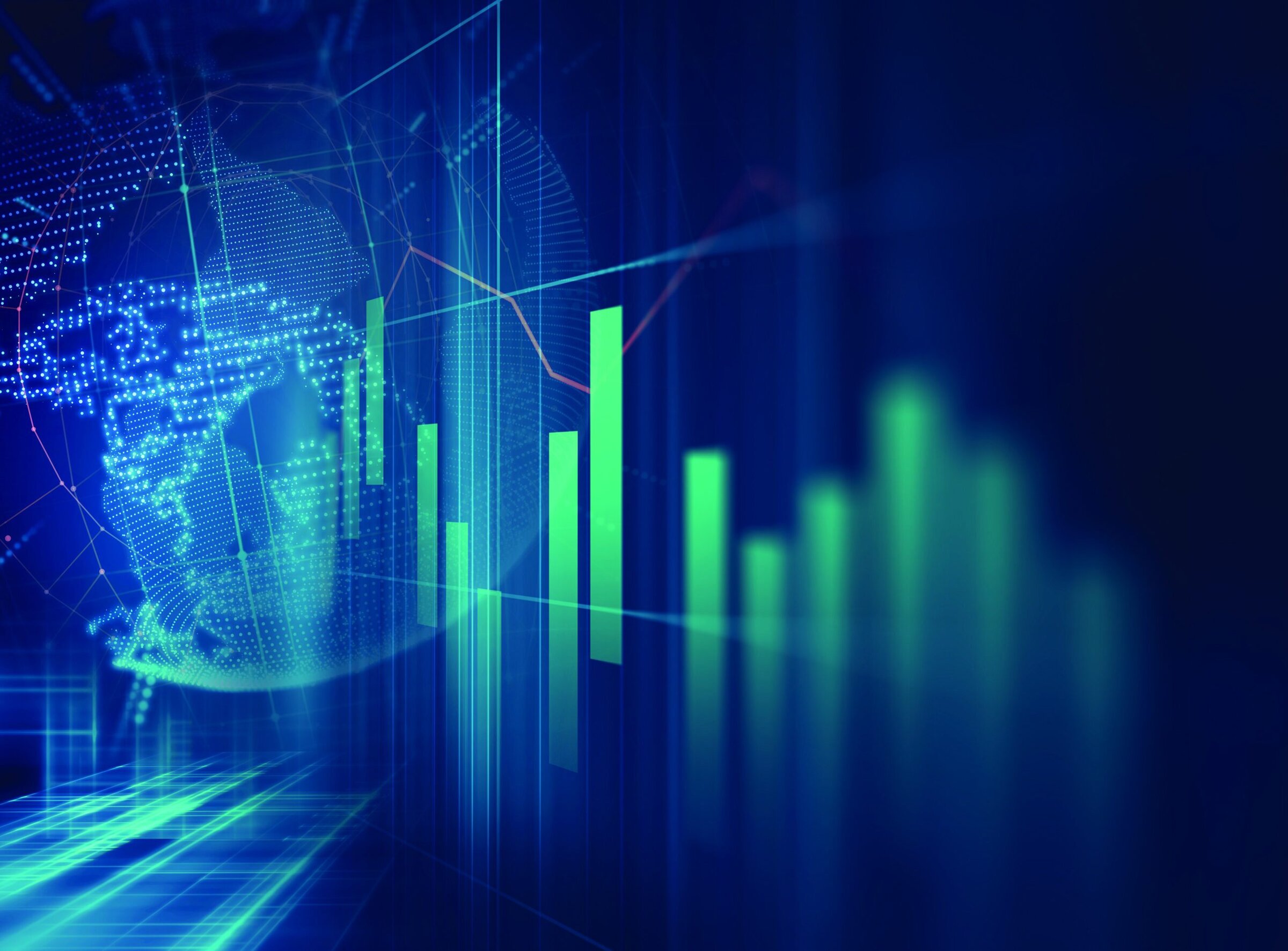 Advanced digital graph with global data visualization, representing trends and analytics relevant to ceramics industry insights.
