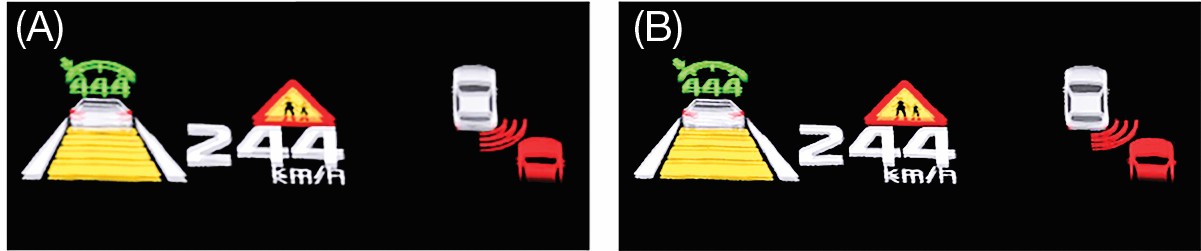 Speed warning system for autonomous vehicles with pedestrian alert and vehicle detection, digital roadway safety technology.