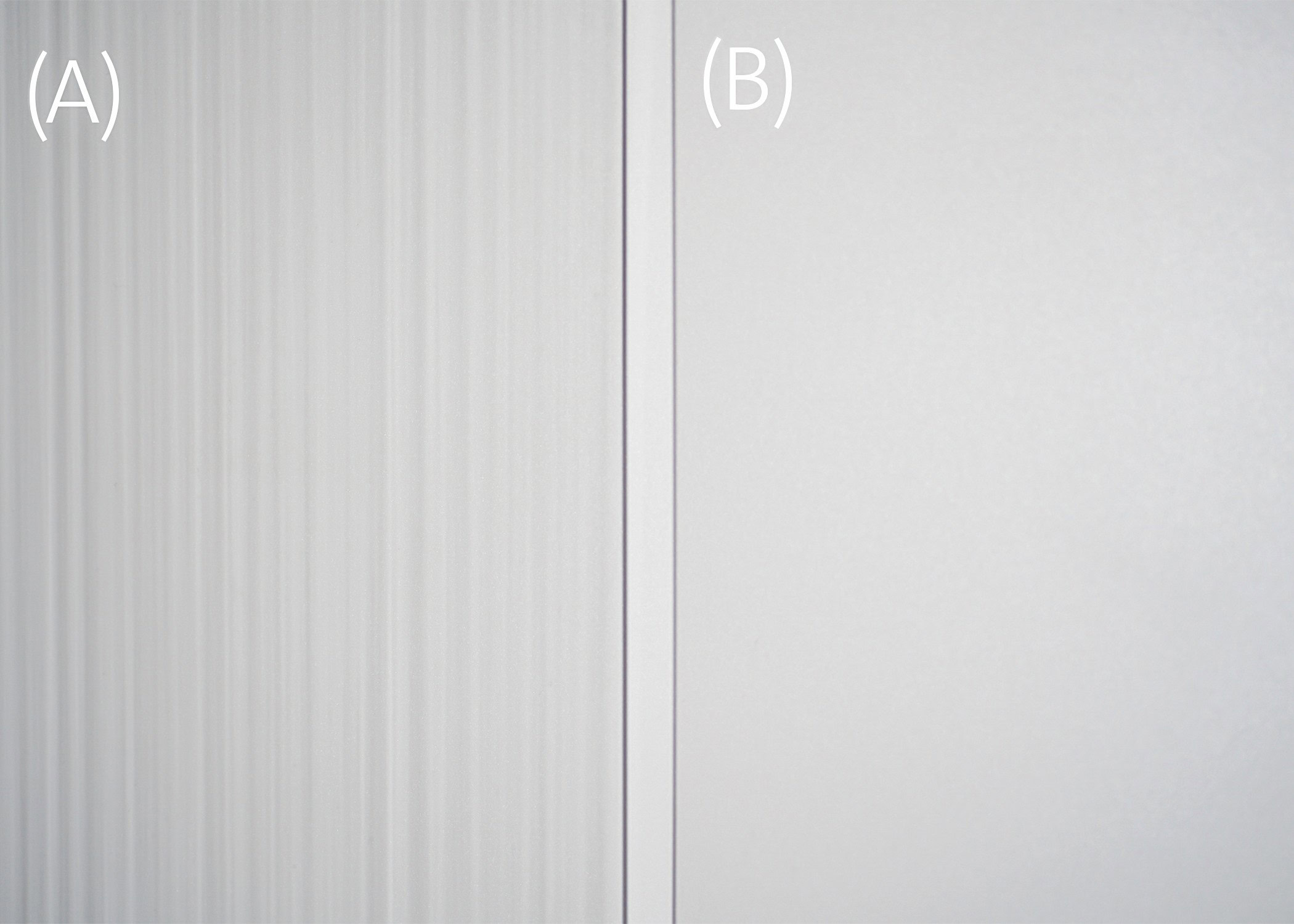 Side by side of glass with the left side being streaky.