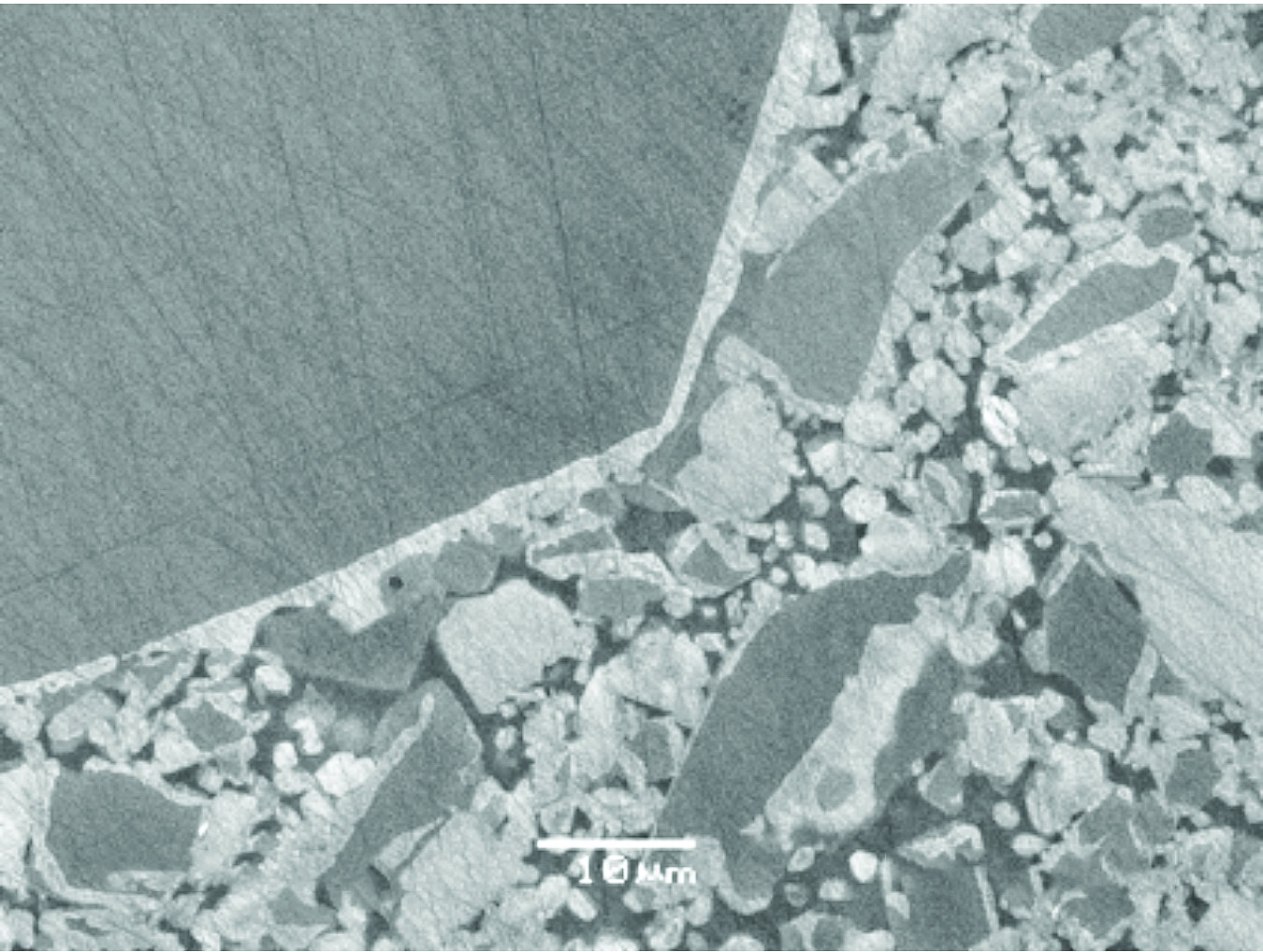 Scanning electron micrograph of RBSC composite.