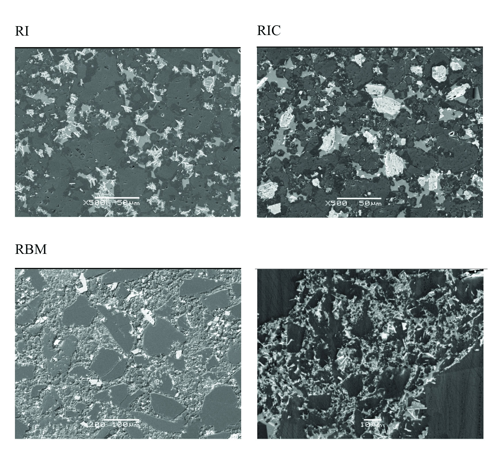High-resolution microscopic images of ceramic microstructures.