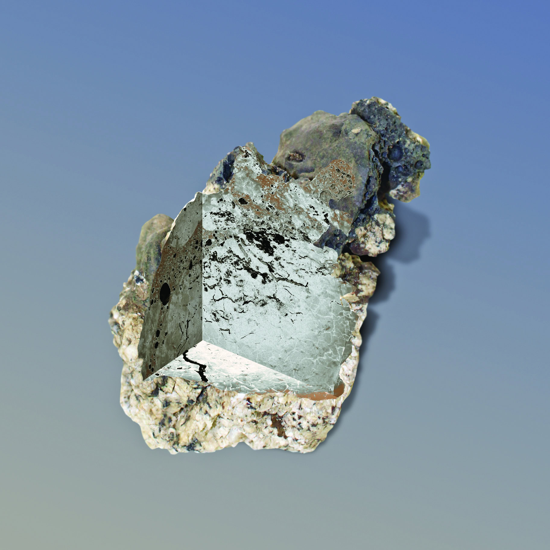 Mineral specimen with layered textures, highlighting ceramic and geological properties for Ceramics research.