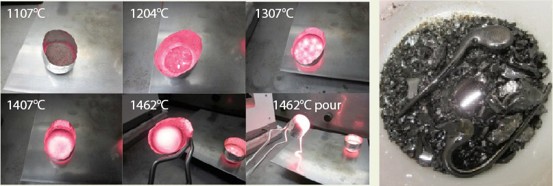 Ceramic material heating process at high temperatures, kiln firing, ceramic manufacturing temperature, ceramic specimens under heat.