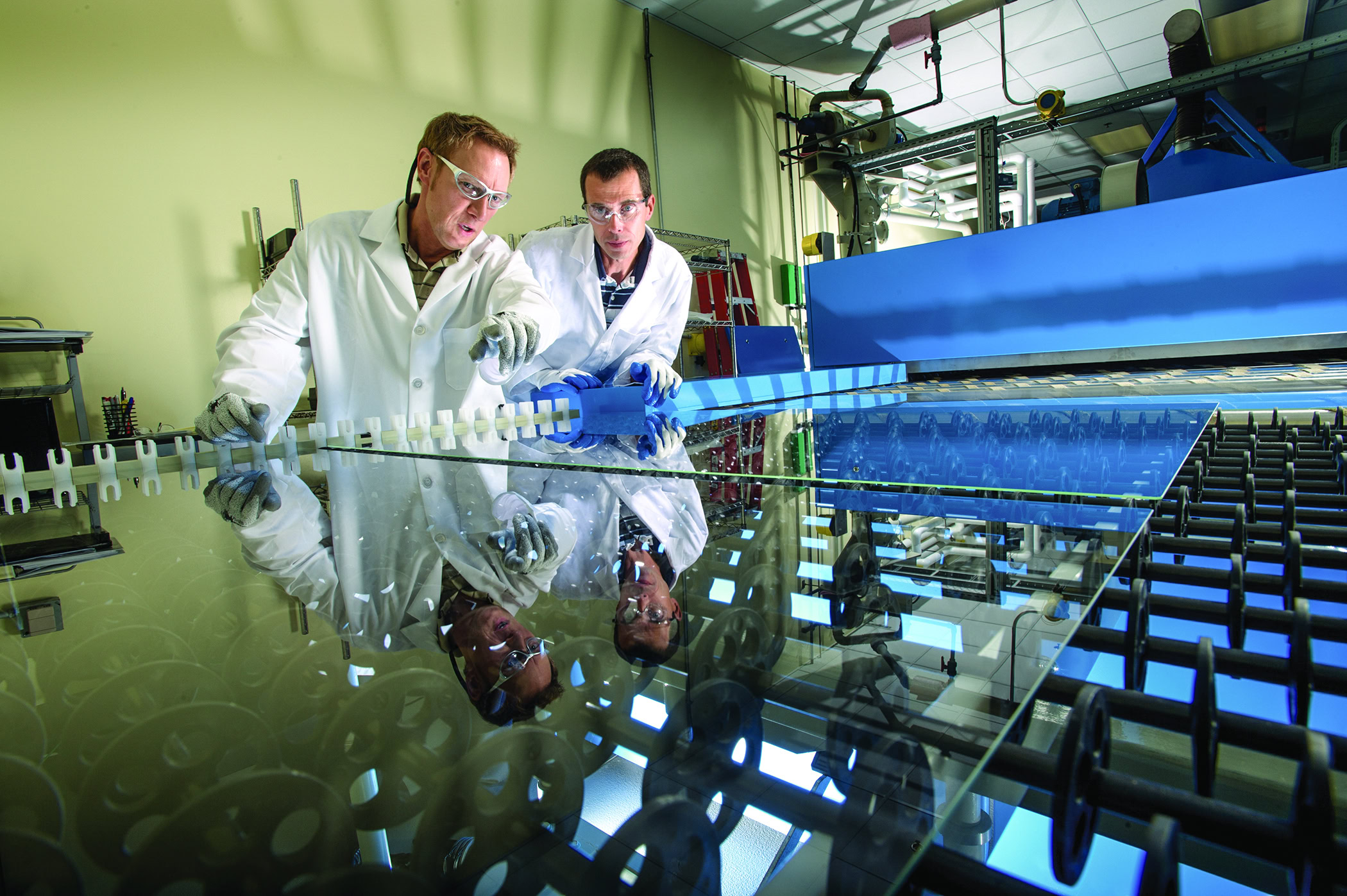 Experimental ceramic materials testing in a laboratory setting for advanced ceramics research.