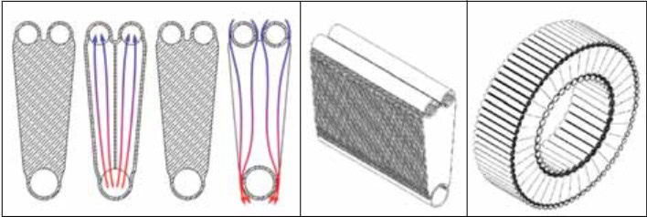 Ceramic microchannel heat exchanger designs and configurations.