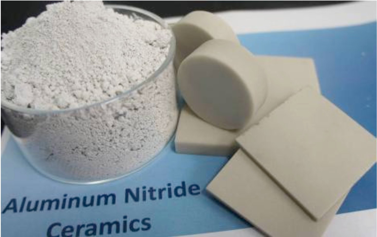 Powdered aluminum nitride for ceramics, advanced material used in high-temperature applications.