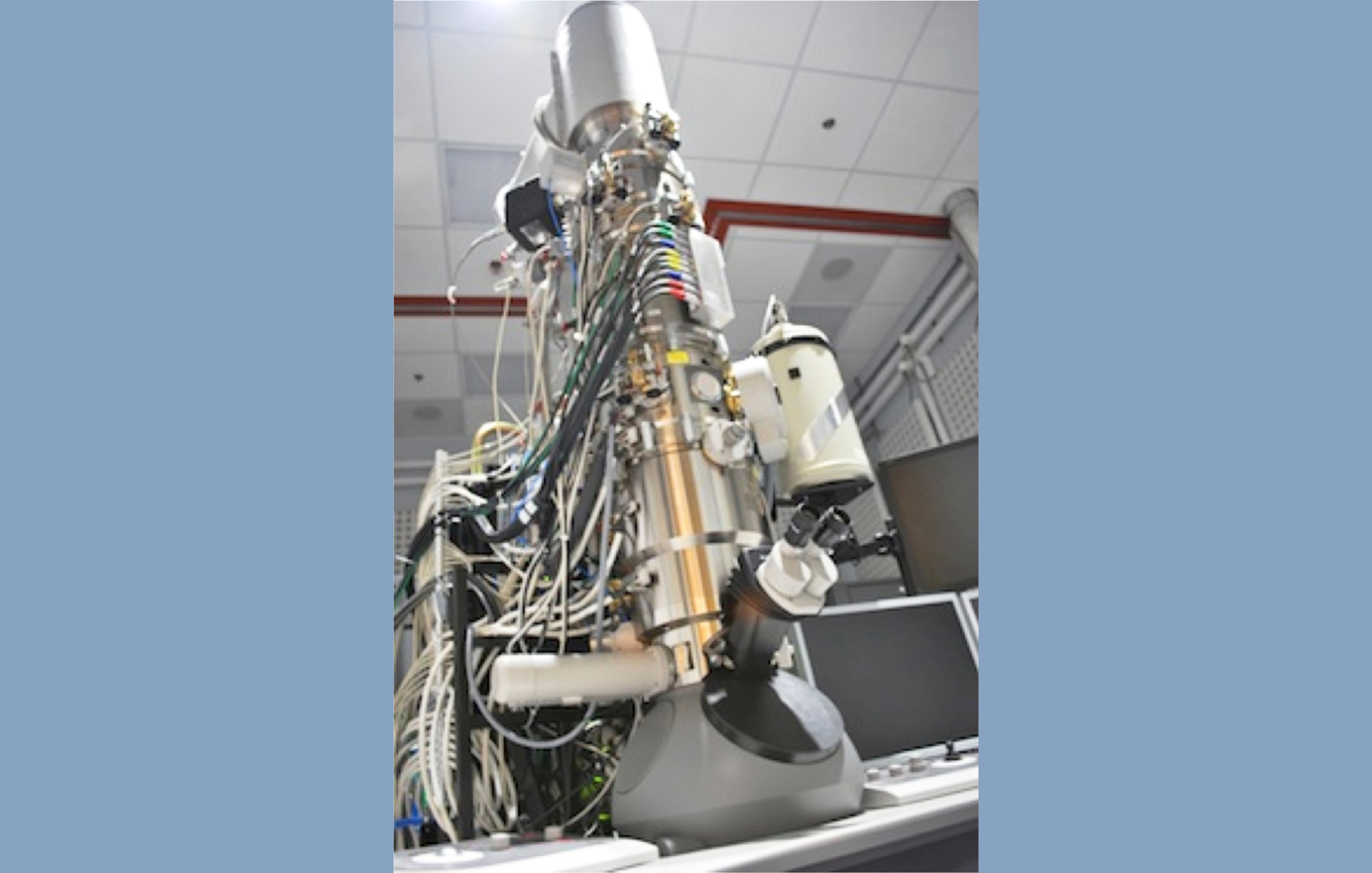 High-tech scientific instrument with complex wiring and metallic components.