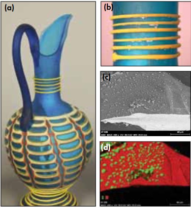 Colorful ceramic vase with intricate glaze design and textured surface.