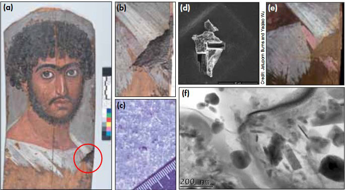 Microstructure analysis of ancient fresco fragment.
