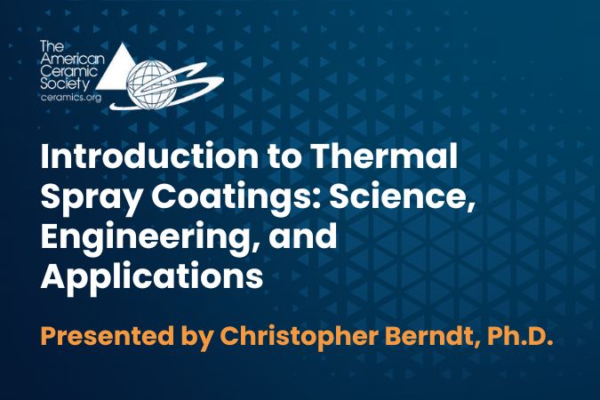 ACerS Bulletin cover page titled "Introduction to Thermal Spray Coatings: Science, Engineering, and Applications" presented b.