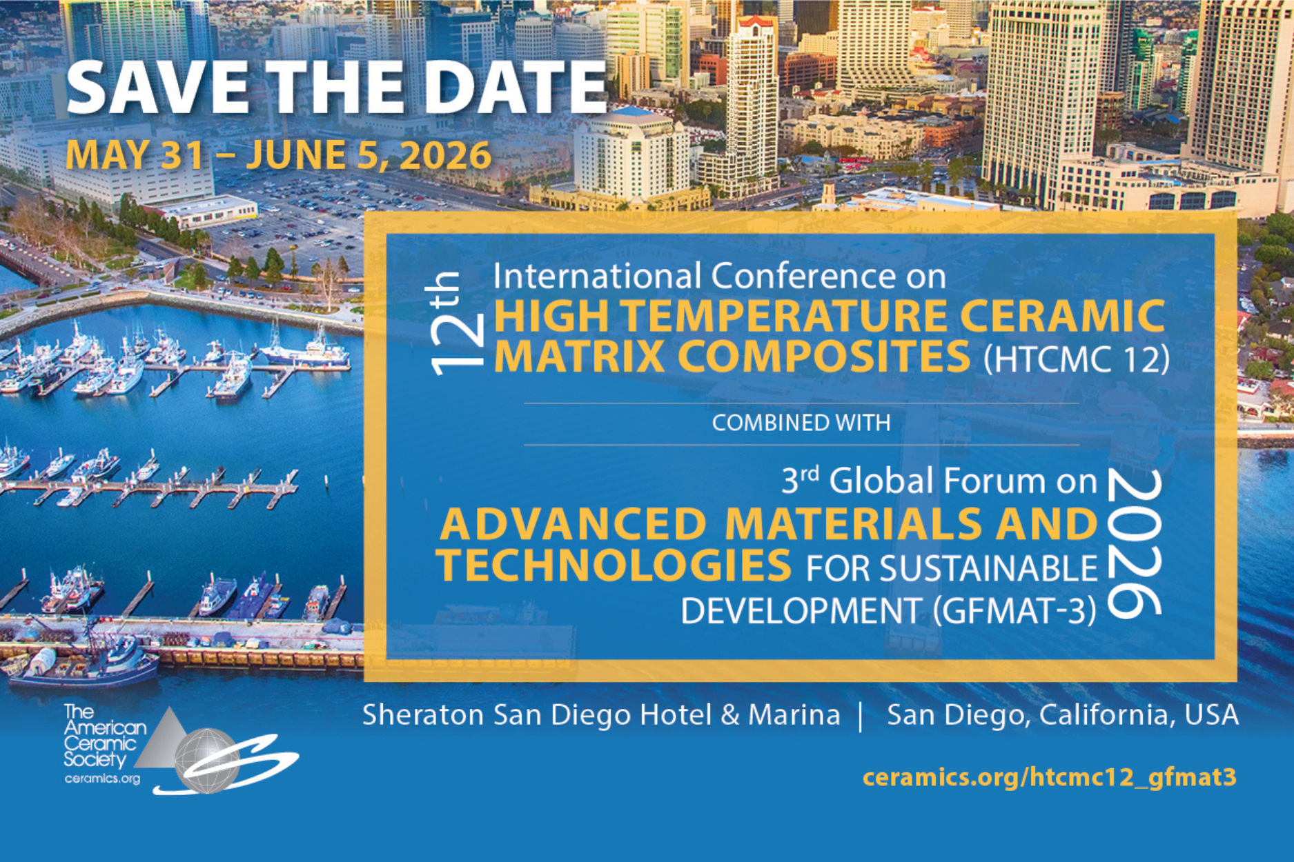 Save the date for the 12th International Conference on High Temperature Ceramic Matrix Composites (HTCMC 12), May 31 – June 5.