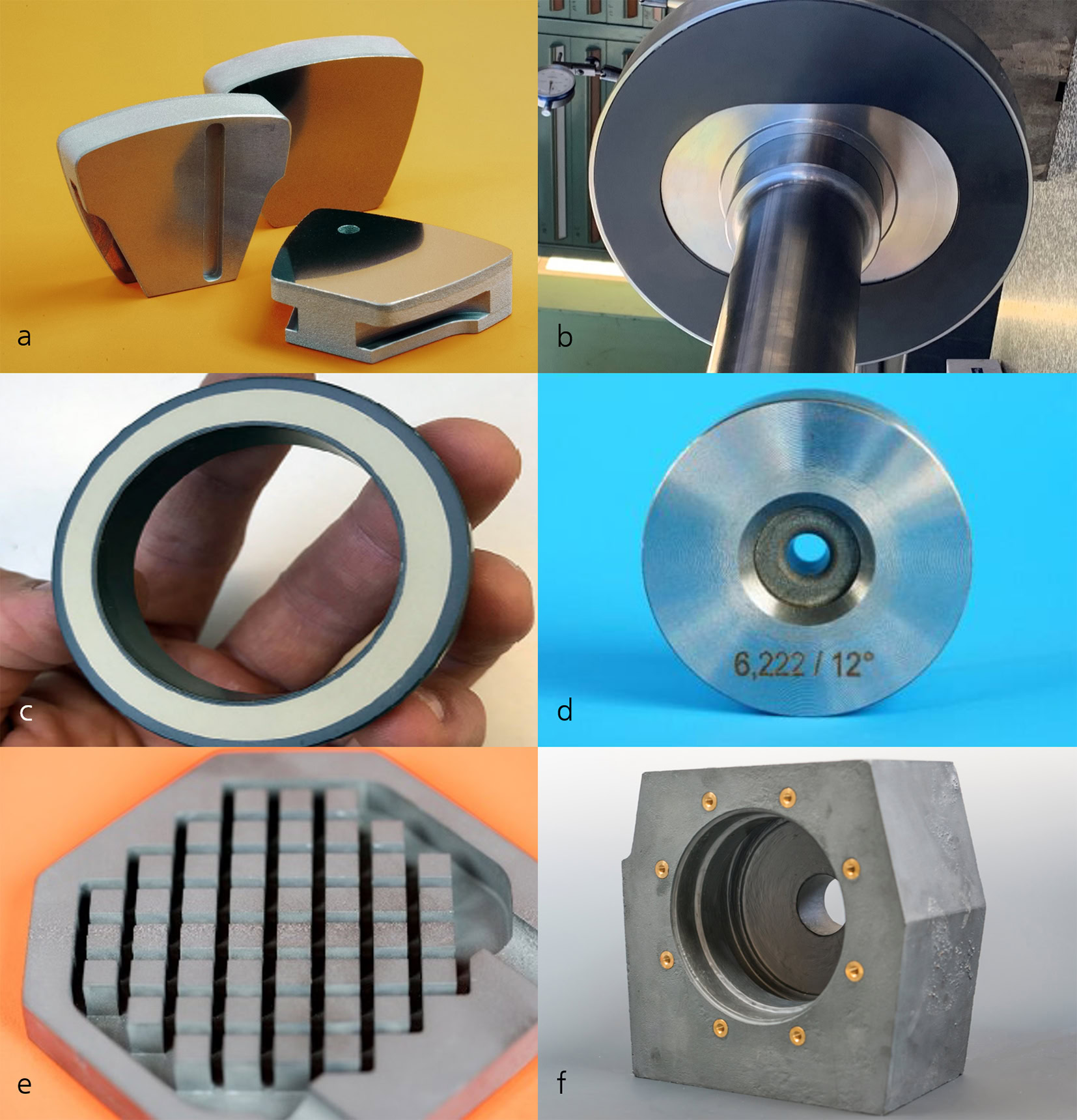 Various ceramic and metal components used in materials science and manufacturing processes.